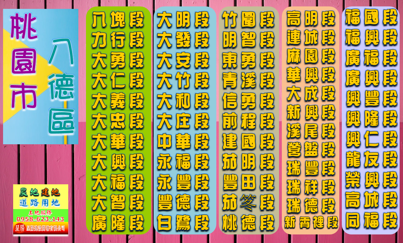 桃園市八德區道路用地土地買賣-土地買賣，公設地買賣，建地買賣，農地買賣，不動產貸款-呈陽建設開發有限公司.